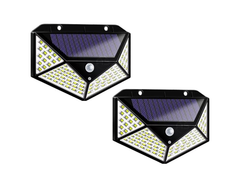 Luminária Solar com 100 LEDs - Sensor de Movimento e 3 Modos